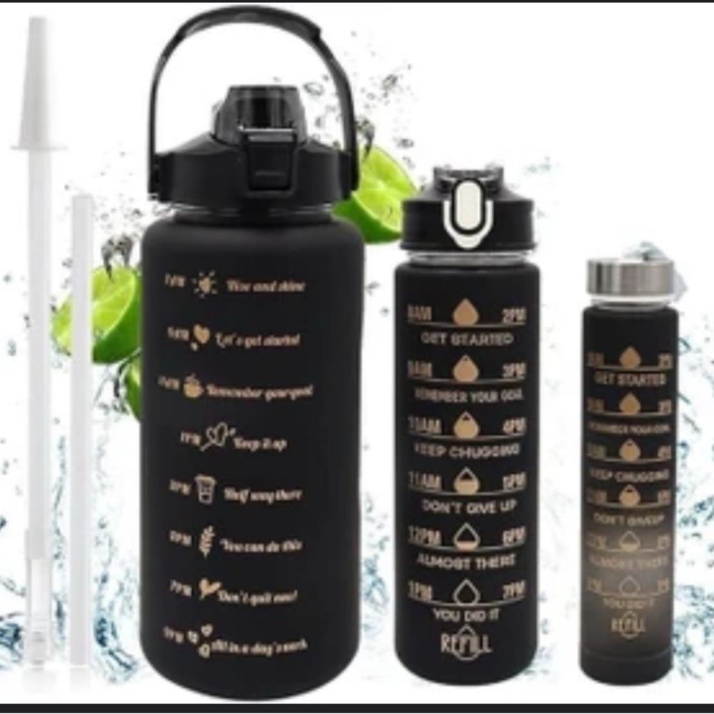 Black Motivational Water Bottles